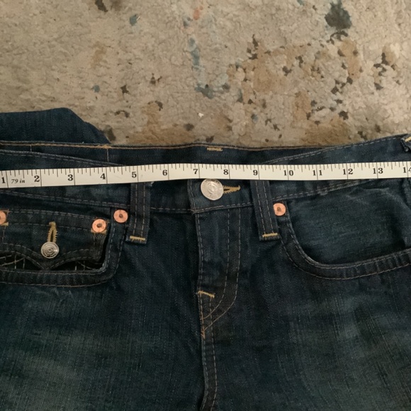 True Religion Bootcut Womens Jeans Tag 14 Dark Blue with Flap Pockets Denim - Picture 7 of 12